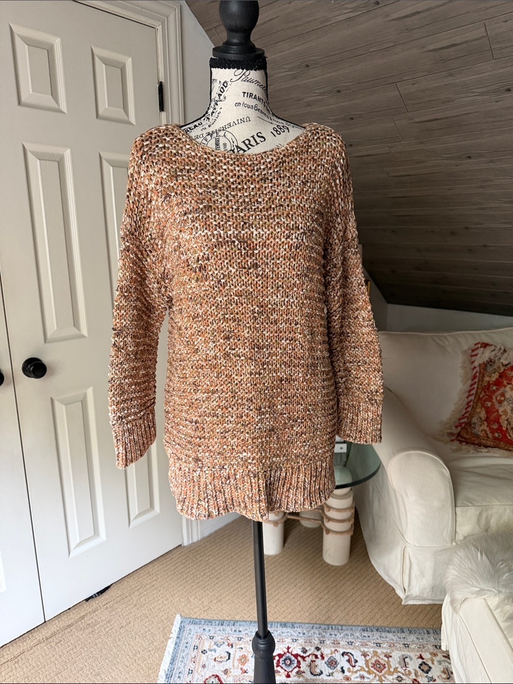 Chico's Marled Tan & Cream Crewneck Sweater